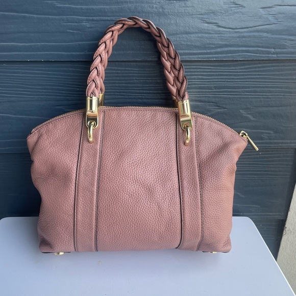 MICHAEL KORS Mauve Satchel Braided Fulton Bedford jet Set Voyager Tote Bag - Picture 2 of 7